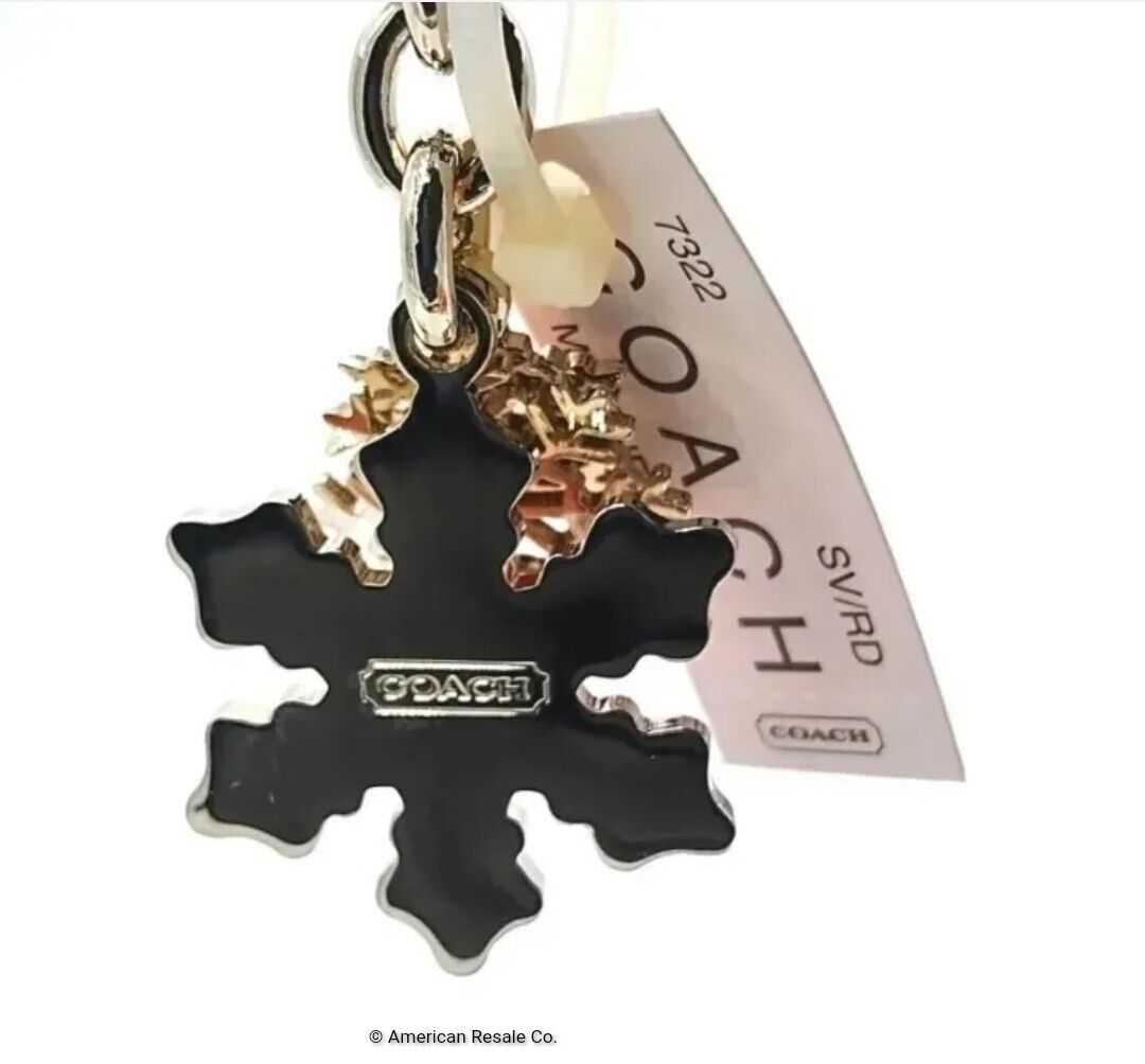 NWT COACH Red Enamel Multi Snowflake Keychain Fob Purse Charm-#7322-Rare