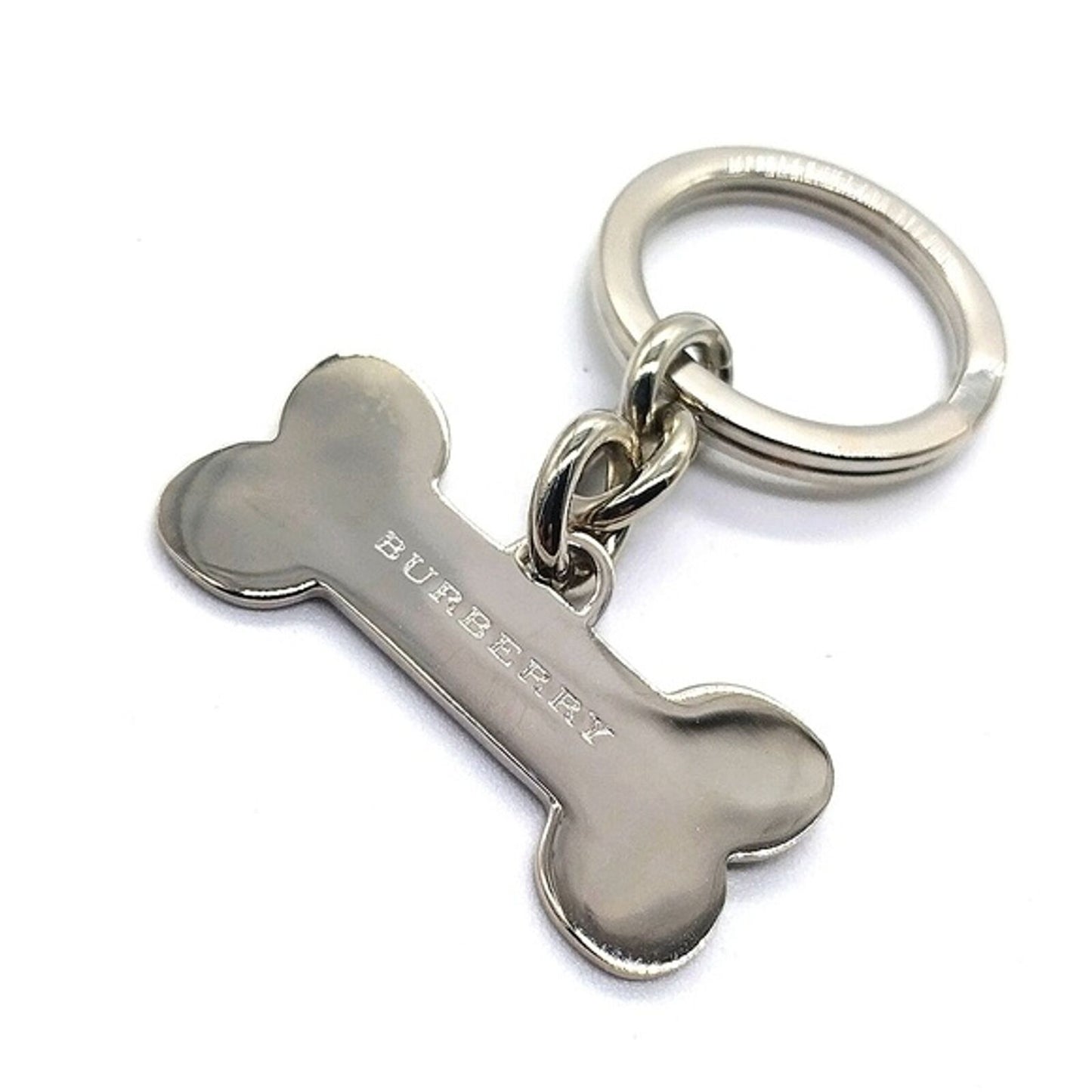 Vintage BURBERRY Nova Check Metal Dog Bone Keychain Purse Charm Key Fob