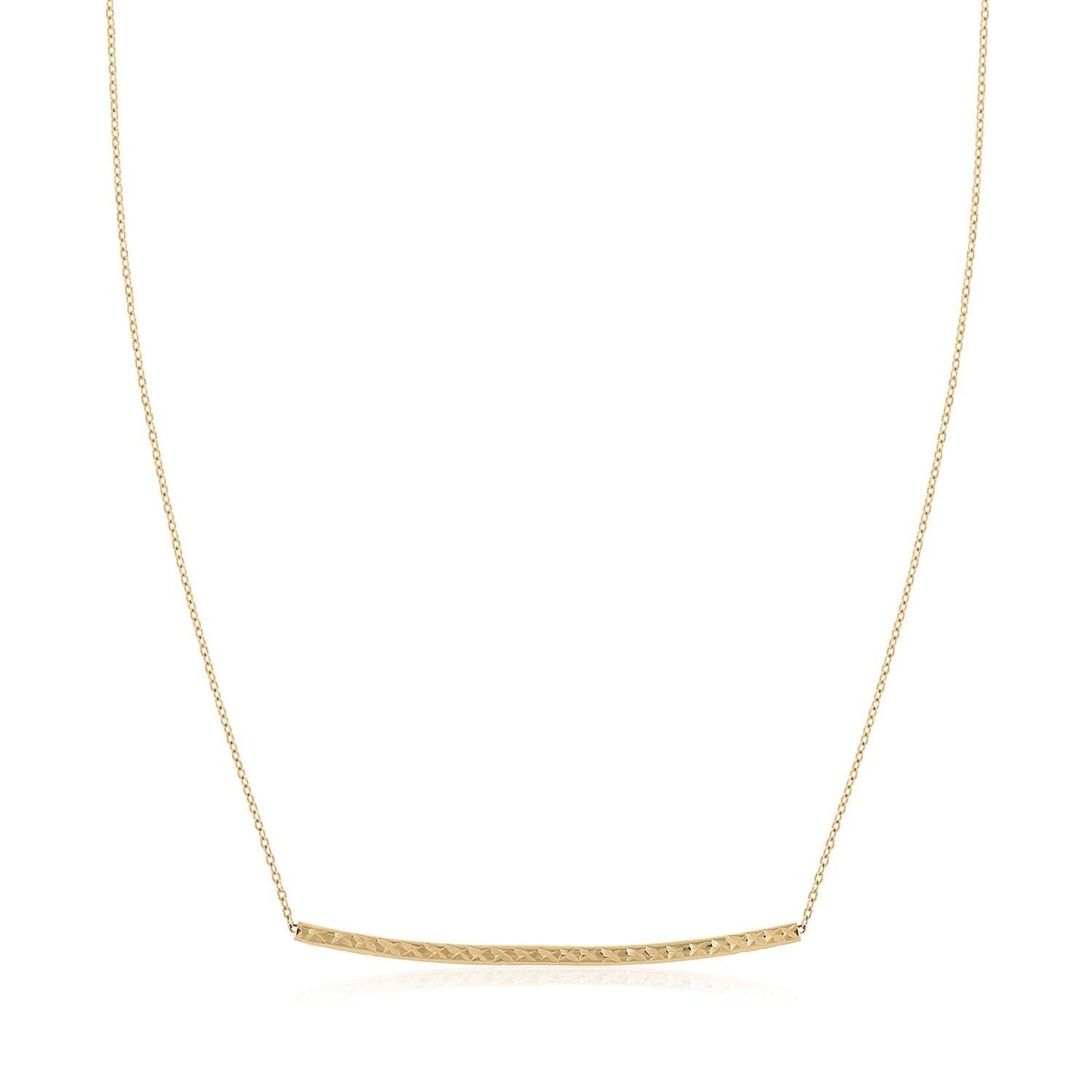 14k Yellow Gold Thin Textured Bar Necklace