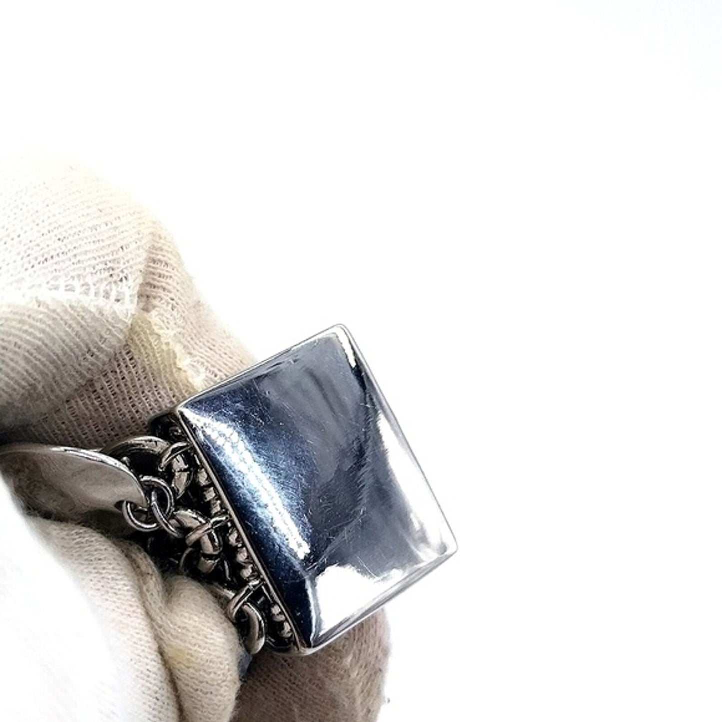 Vintage KJL Silver Hammered Disc Charm Bracelet-Aurora Borealis-Kenneth Jay Lane