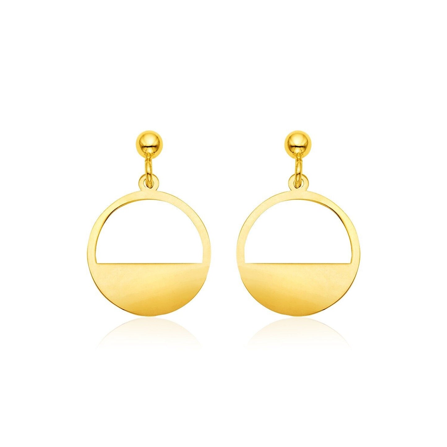 14k Yellow Gold Half Open Circle Earrings
