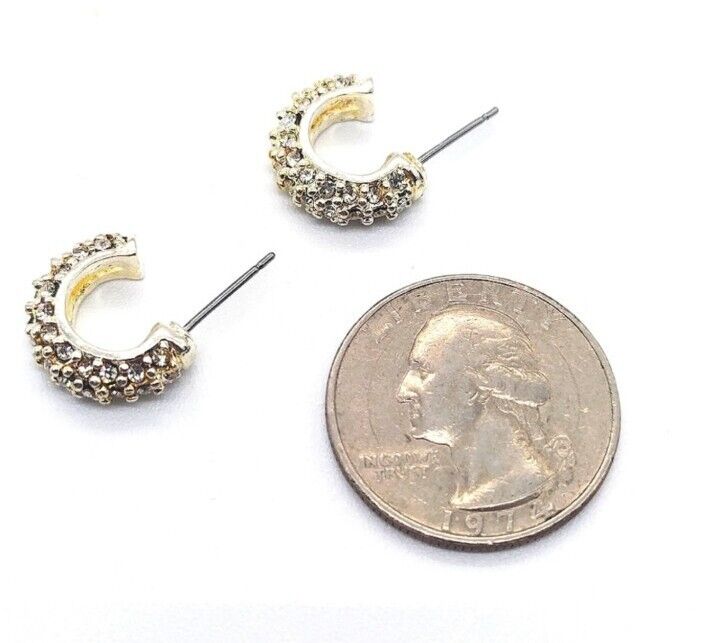 Palladium Plated Made with Swarovski Crystals 3/4" Mini Hoop Earrings