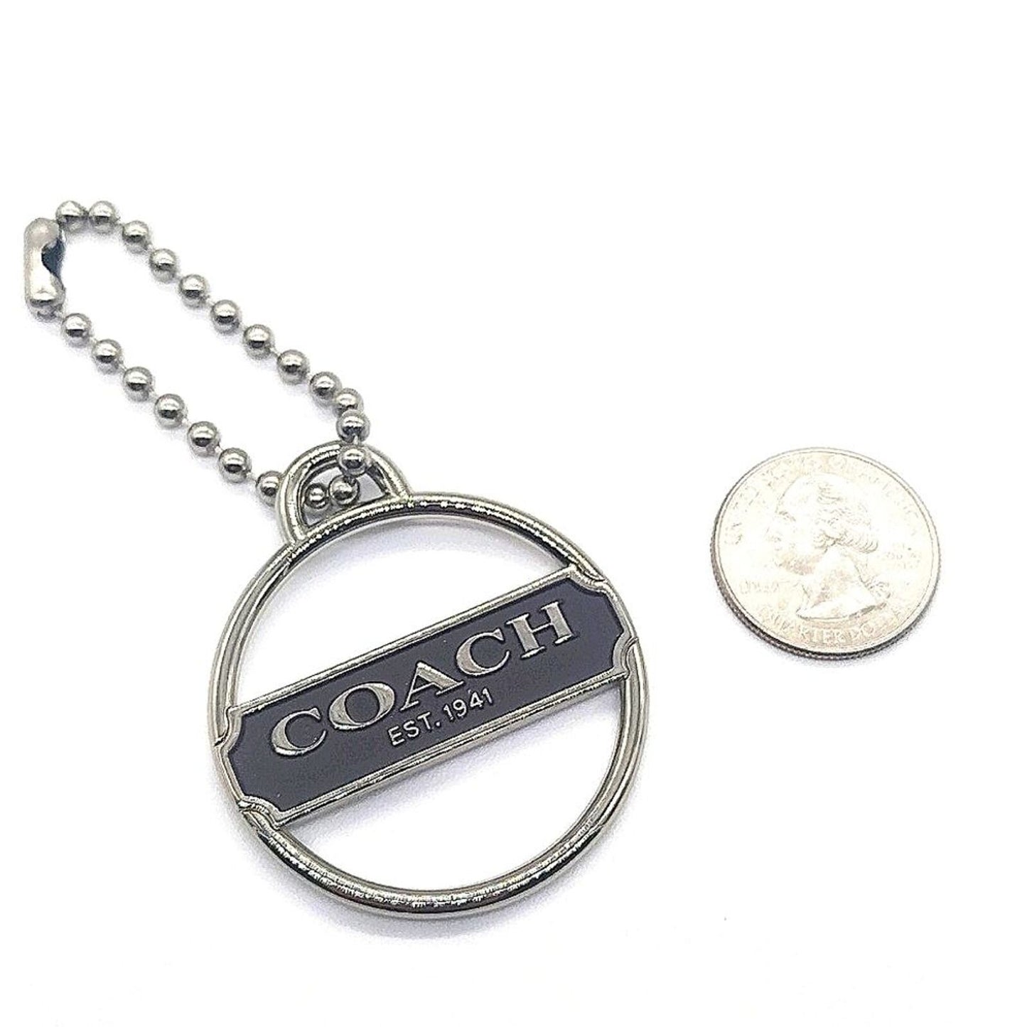 Rare COACH Keychain Fob Espresso Enamel Medallion Purse Charm Tag Retired
