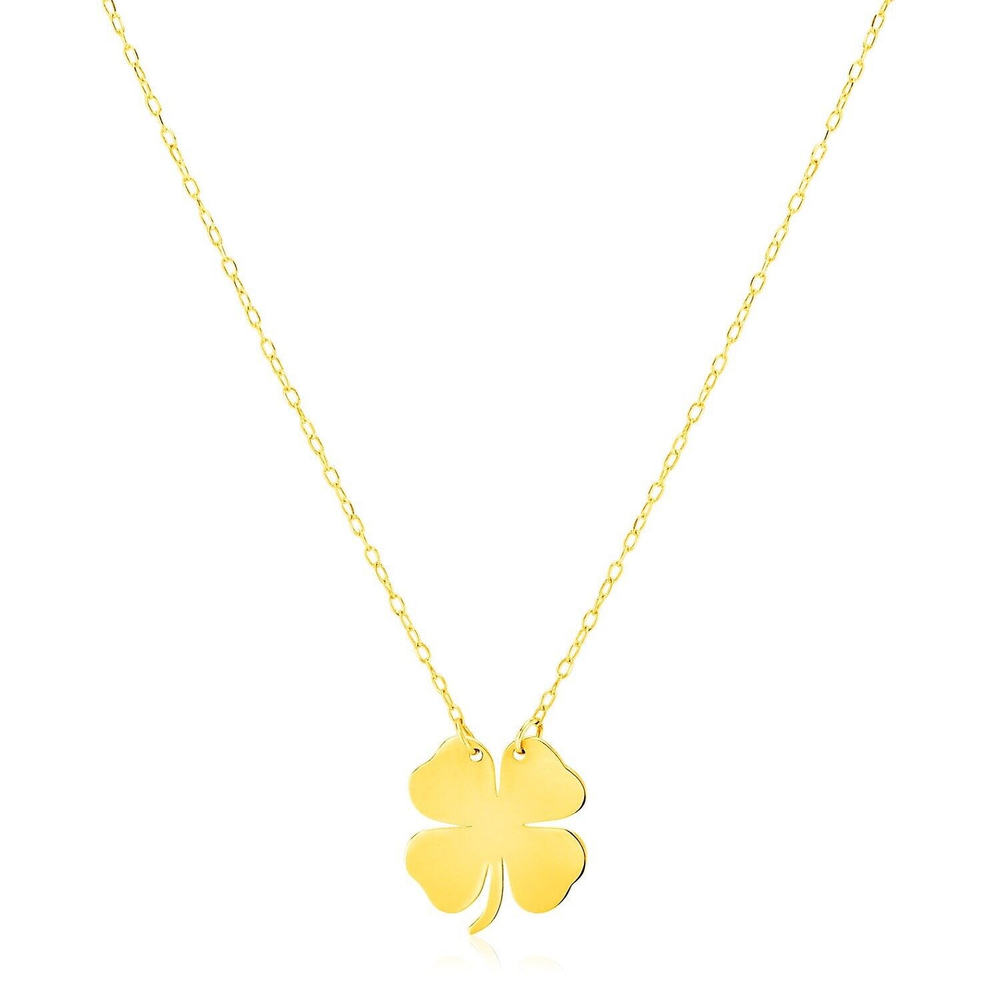 14K Yellow Gold Four Leaf Clover Necklace