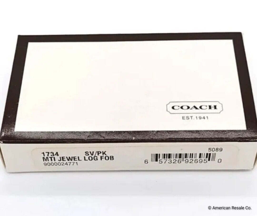 NEW IN BOX COACH Signature Pink Diamond CZ gemstone Charm Fob Keychain-Vintage