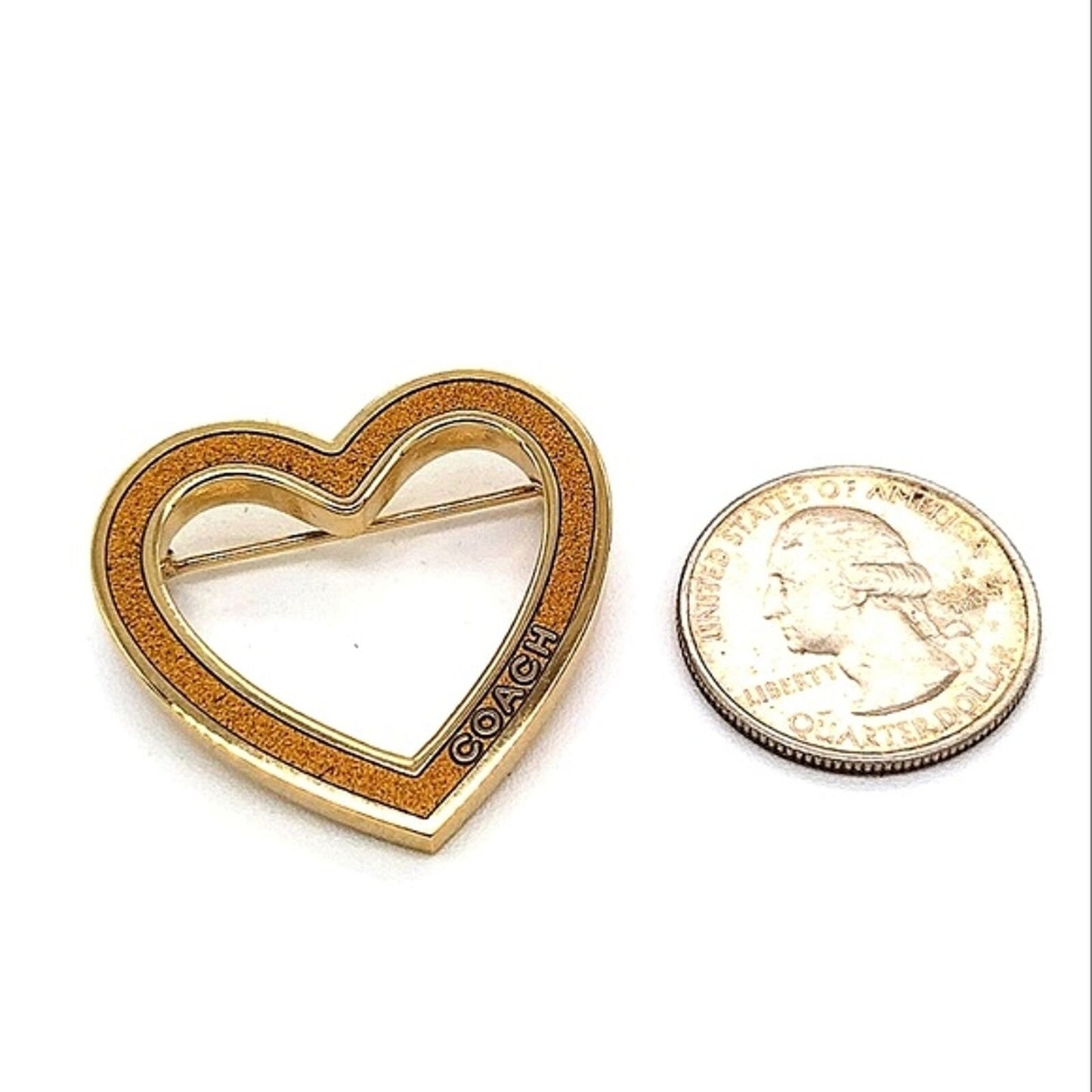 COACH Vintage Crushed Gold Heart Pin Brooch in Gold Tone-Purse Backpack Charm