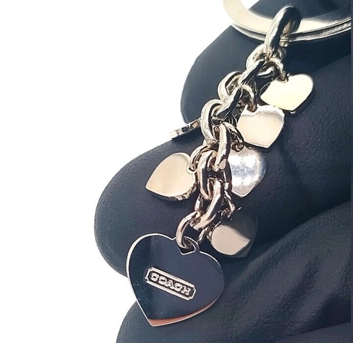 Rare COACH Enamel Cascading Red Heart Multi Keychain Fob Purse Charm Style 1602