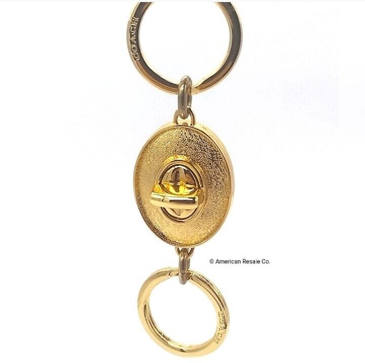 Rare Gorgeous COACH Gold Dual Detachable Key Fob Keychain Purse Charm $88
