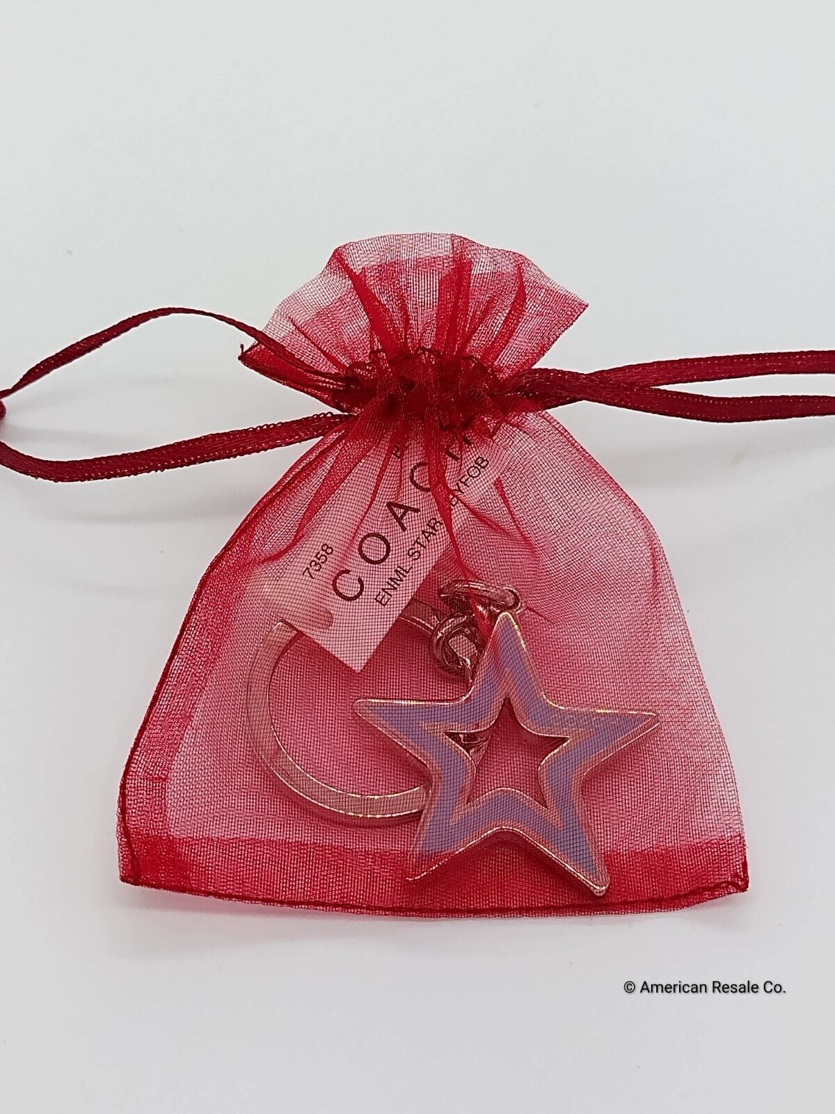 Rare NWT COACH Sky Blue Star Enamel Key Fob Charm Keychain #7358