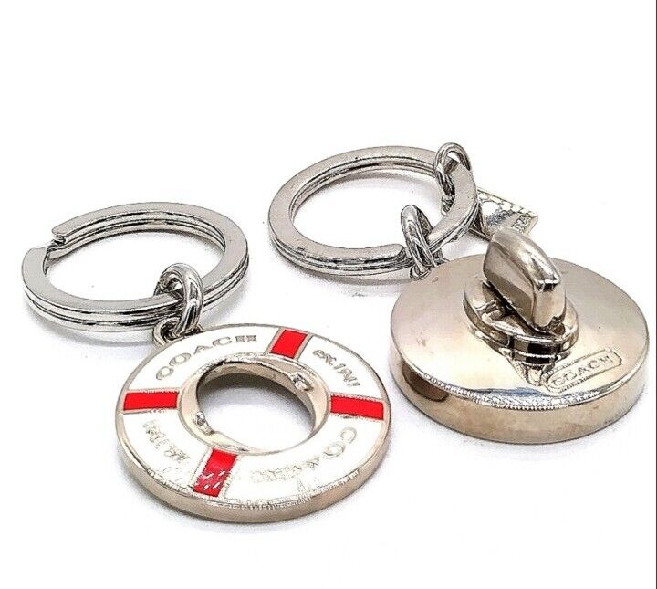 Rare COACH Life Preserver Valet Turnlock Keychain Fob Purse Charm #92902