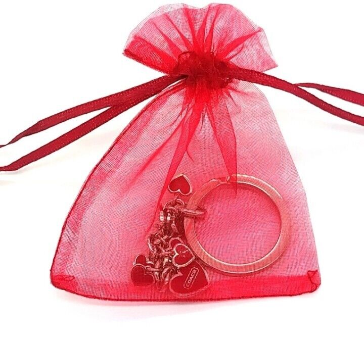Rare COACH Enamel Cascading Red Heart Multi Keychain Fob Purse Charm Style 1602