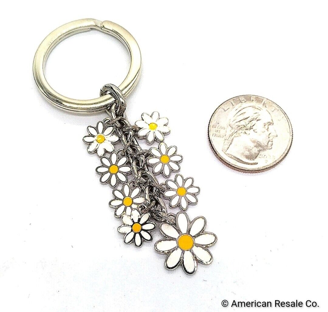 50% off! Rare COACH Enamel Multi Daisy Flower Keychain Fob Purse Charm-Vintage!