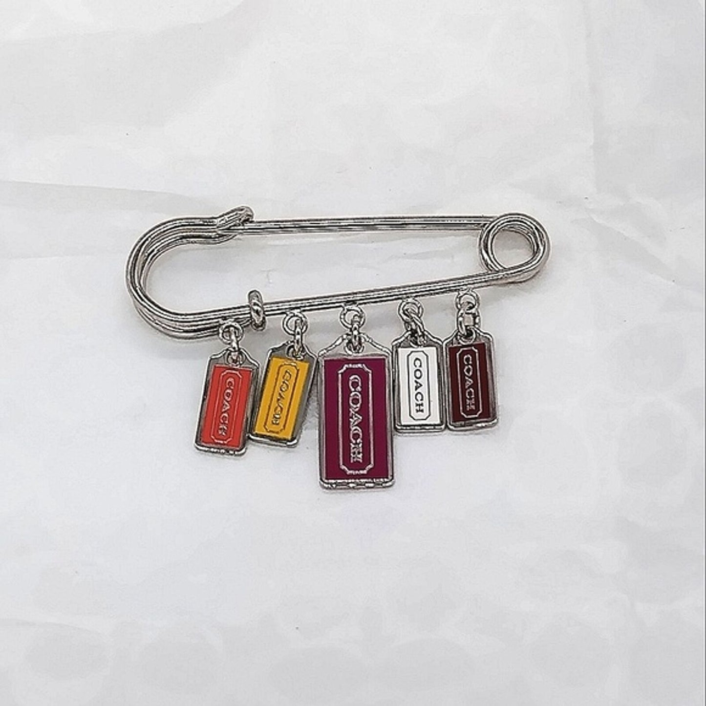 SALE! Vintage COACH Safety Pin Brooch Hangbag Backpack Purse Charm