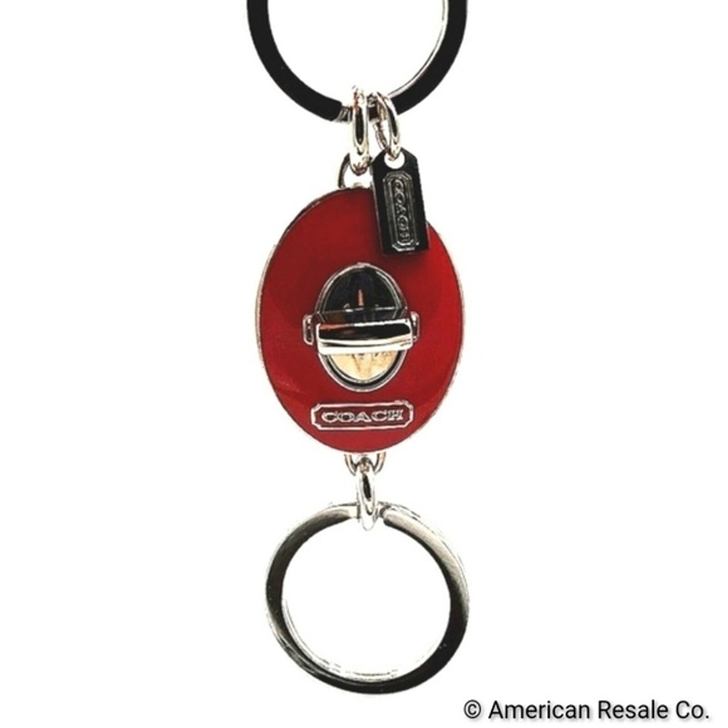 COACH Vintage Red Enamel Dual Keychain Fob Purse Charm Key Ring Key Fob-Rare!