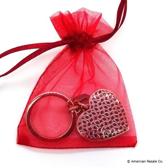 Rare Large COACH Sky Blue Locket Heart Keychain Key Fob Charm