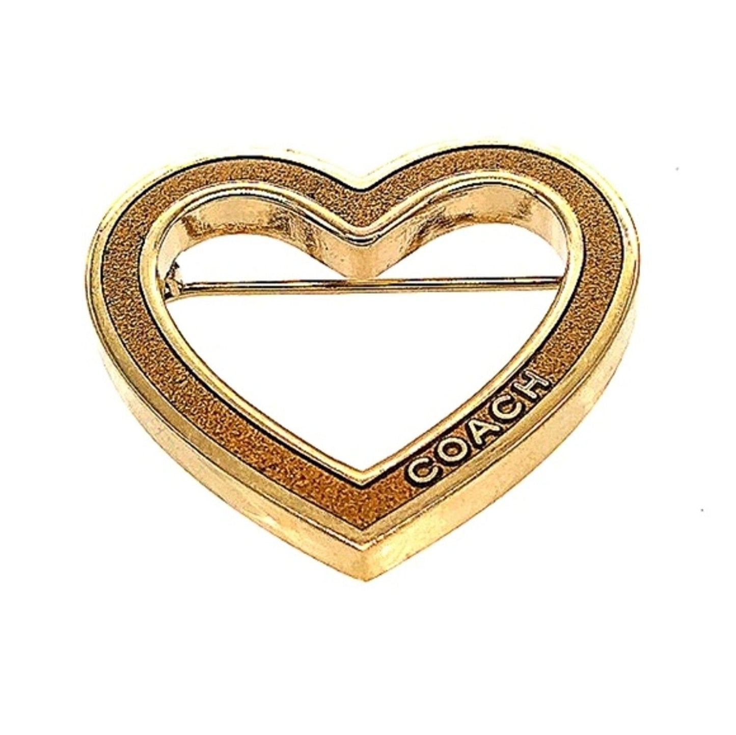 COACH Vintage Crushed Gold Heart Pin Brooch in Gold Tone-Purse Backpack Charm