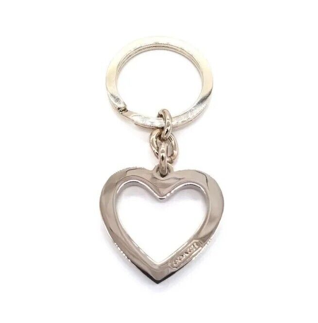 Rare COACH Vintage Red Enamel Heart Keychain FOB Purse Charm-#7382