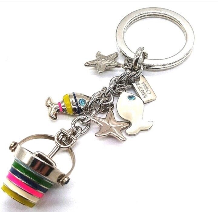 COACH Vintage Pave Fish Starfish Bucket Rare Keychain Fob Purse Charm #92097