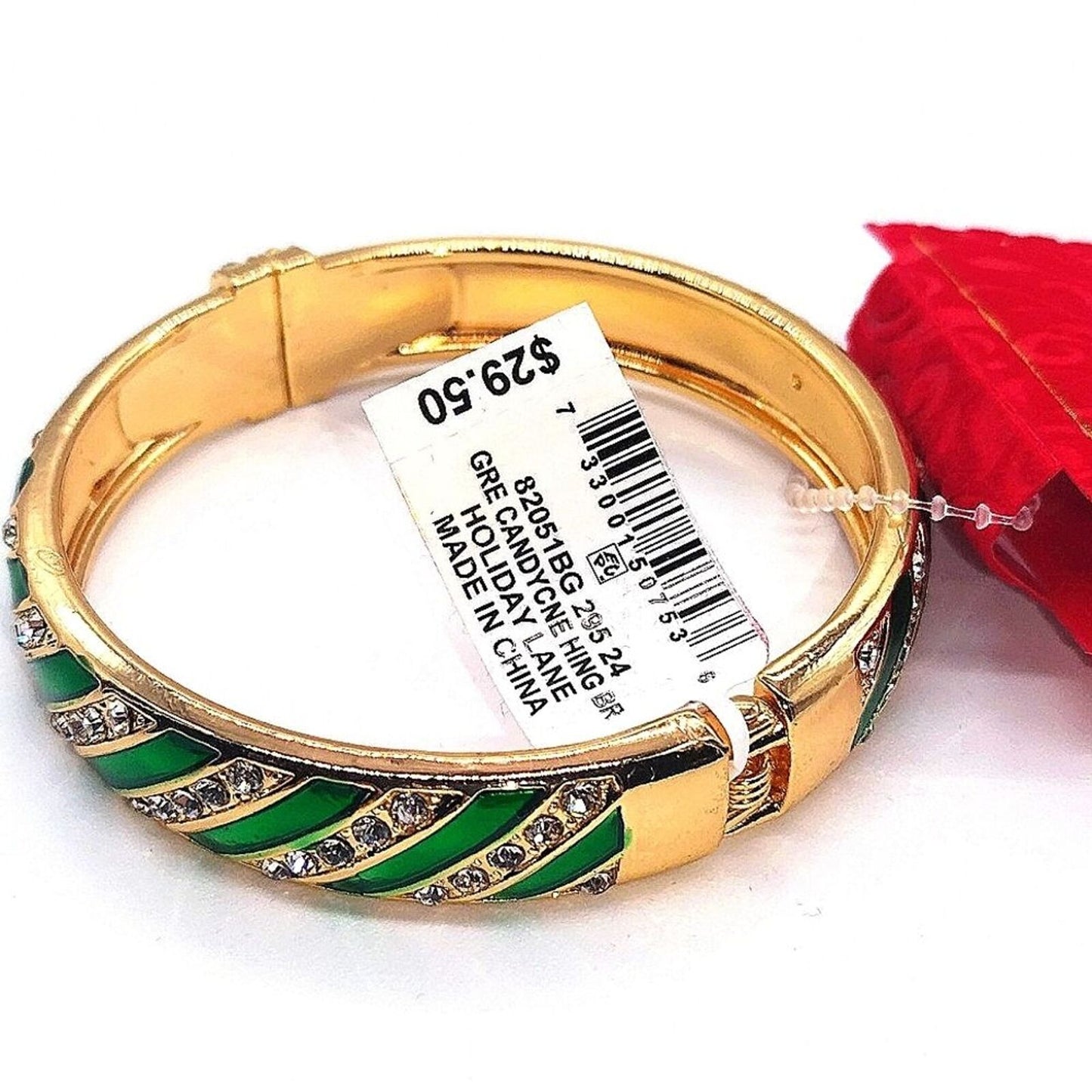 50% off! MACY'S Holiday Lane Pave Green Gold Cubic Zirconia CZ Bangle Bracelet