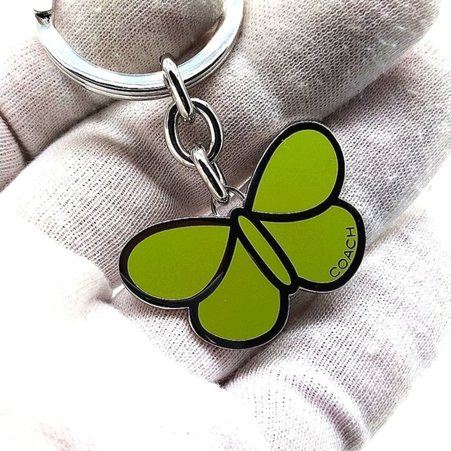 Rare COACH Butterfly Keychain Fob Purse Charm in Olive Green
