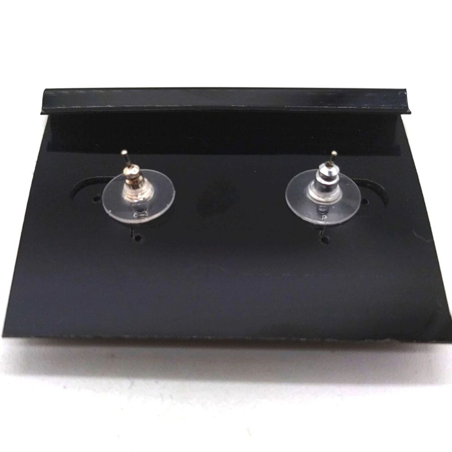Vintage Eisenberg Ice Pave Crystal 1/2" Heart Stud Dangle Drop Earrings-Silver