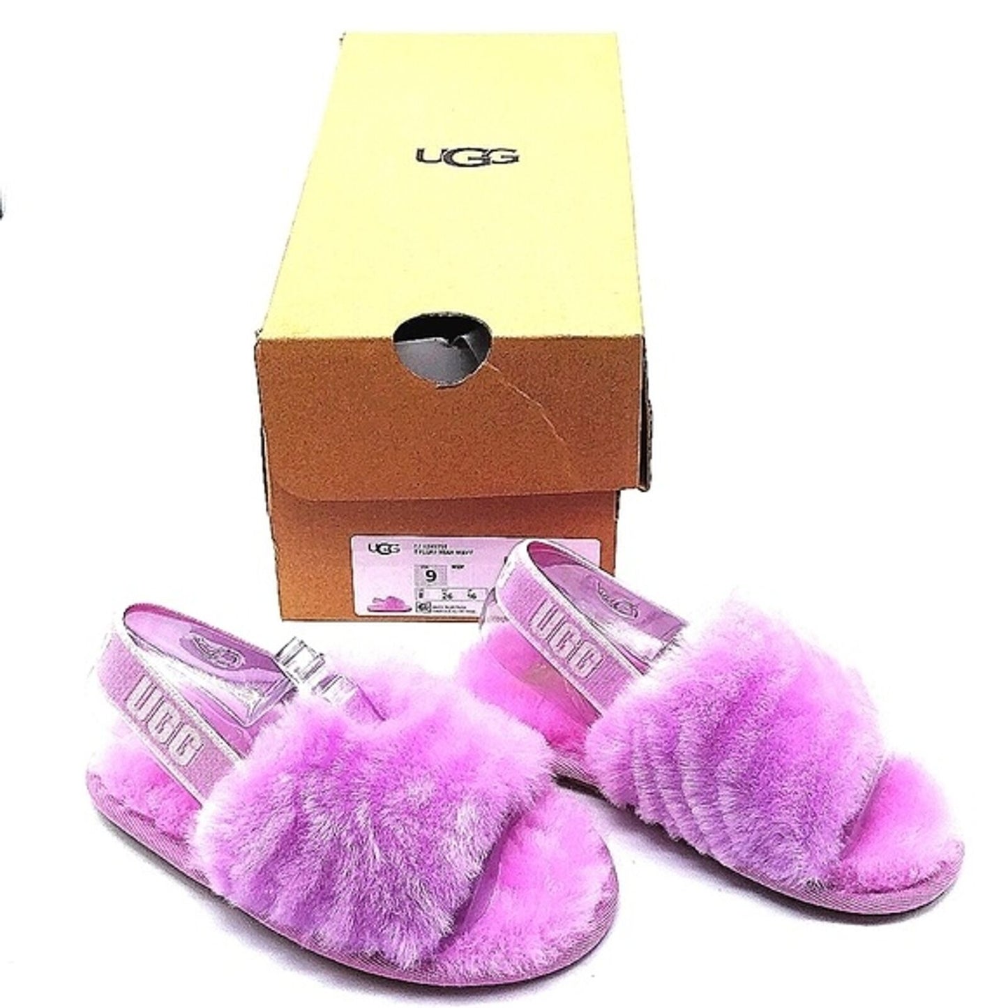 UGG Pink T Fluff Yeah Wavy Slippers Size 9 US girls toddler-SOLD OUT EVERYWHERE!