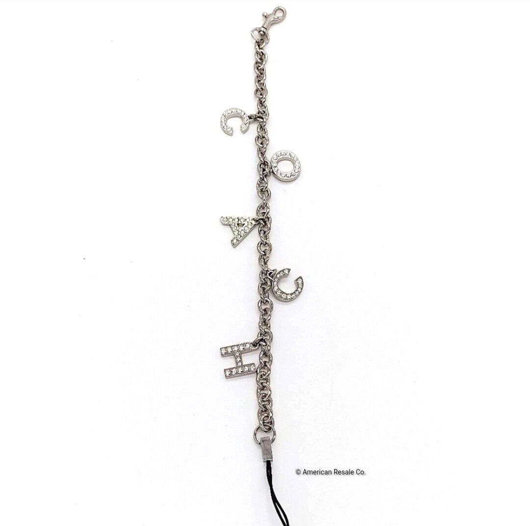 RARE COACH 8" Pave Swarovski Crystal Bracelet Lanyard Purse Charm Keychain Fob