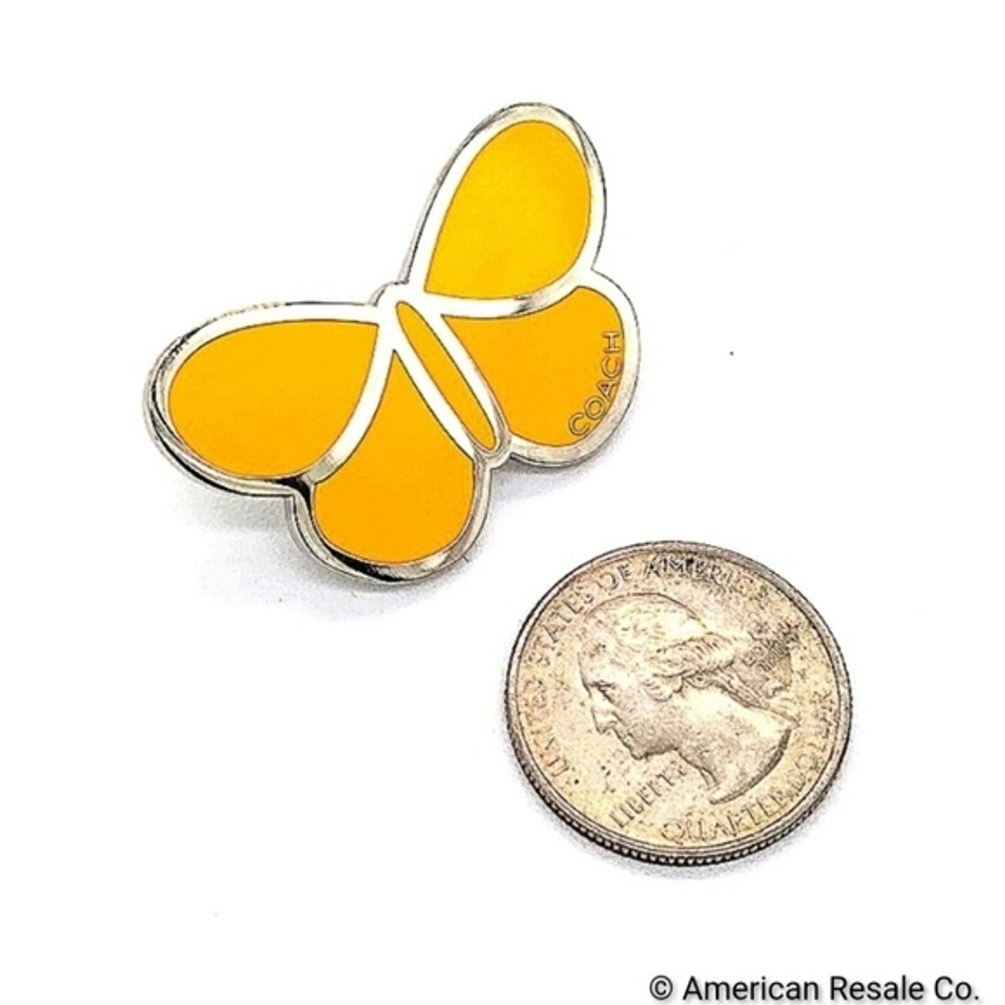 Vintage COACH Yellow Enamel Butterfly Lapel Pin Brooch Purse Backpack Pin Charm