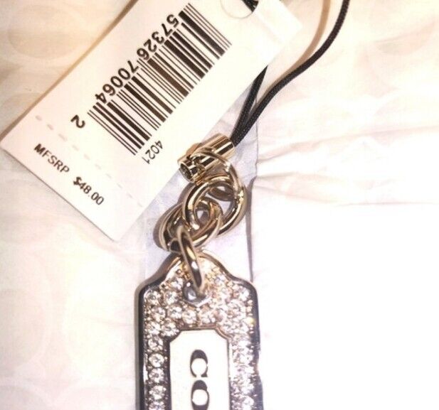 NWT COACH LOZ Pave Lanyard Diamond Enamel Keychain FOB CZ Purse Charm Tag #8865