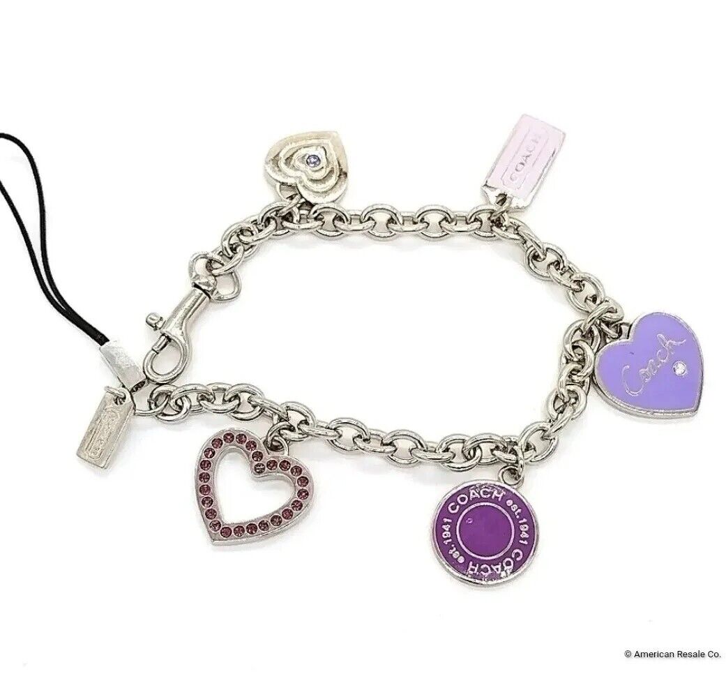 RARE COACH 8" Charm Bracelet Lanyard Purse HangBag Trigger Snap Keychain Fob