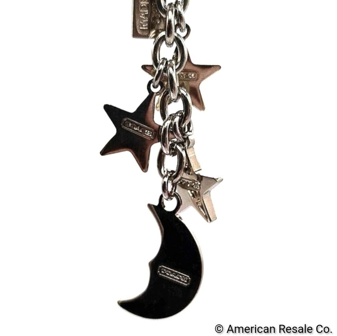 JUST IN-Vintage COACH Moon and Stars Pave Swarovski Crystal Keychain Purse Charm