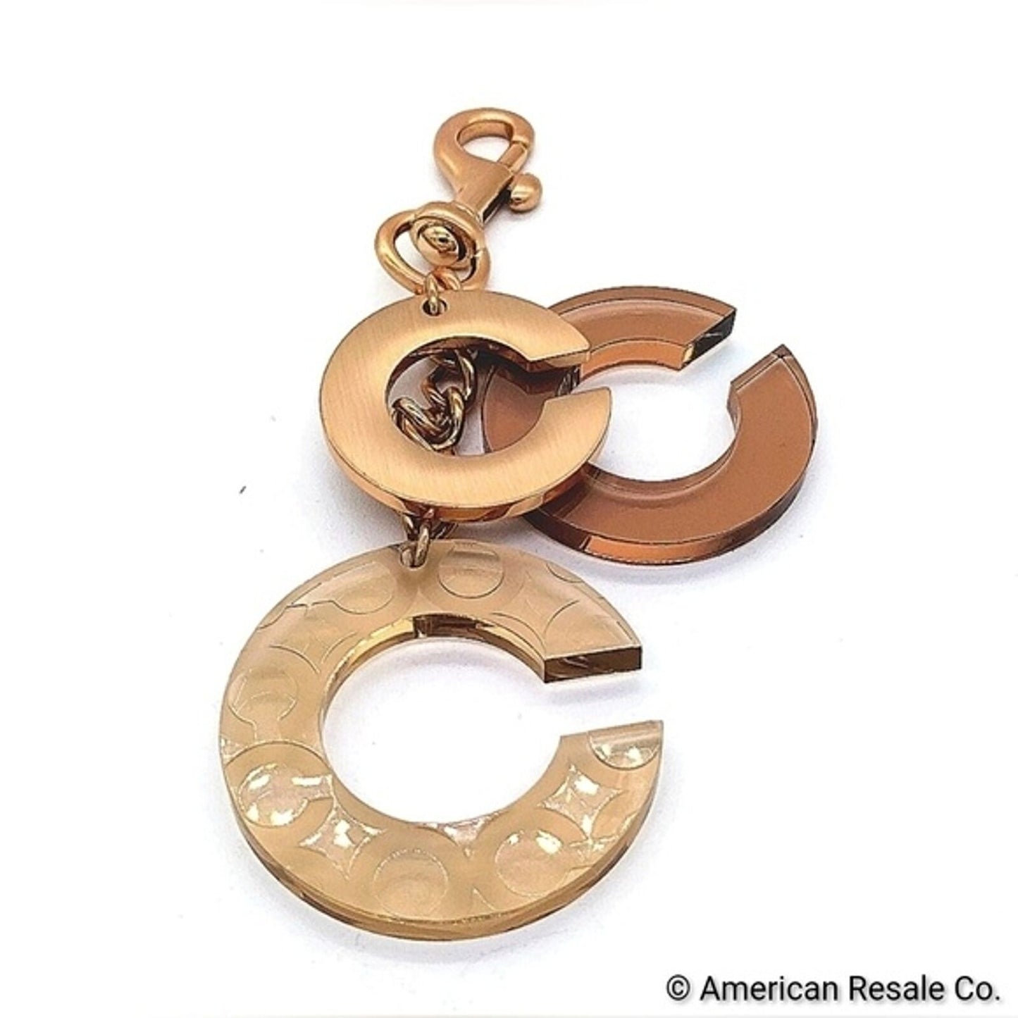 READ! Large COACH Triple C Trigger Snap Keychain Fob Purse Charm in Gold