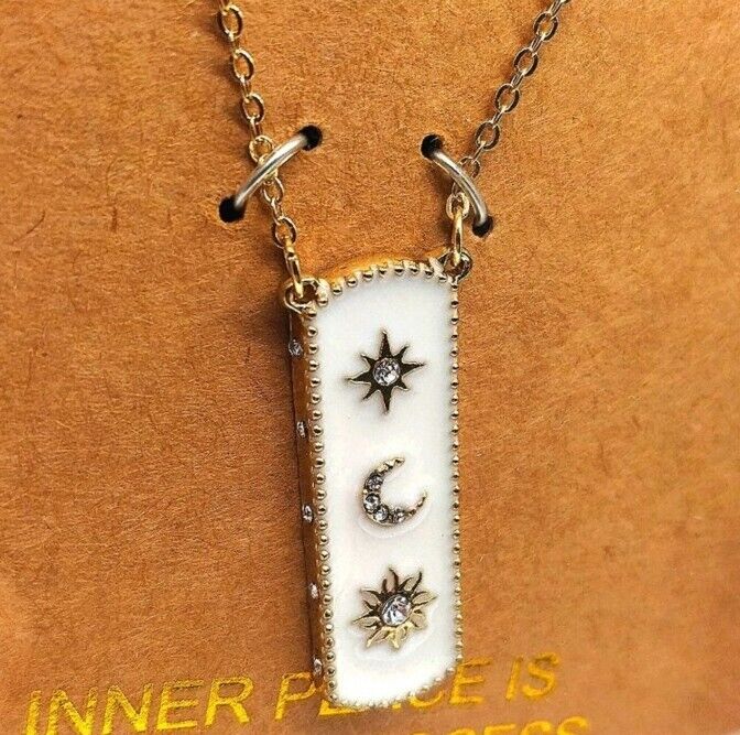 Macy's Rachel Roy Hamsa Inner Peace Sun,Moon,Star Cubic Zirconia Necklace-Boxed