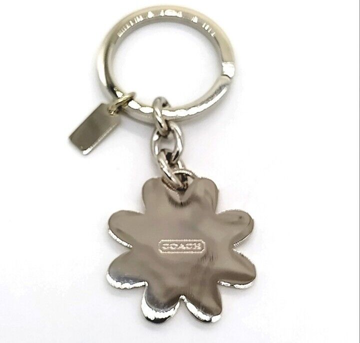 Rare COACH Signature Pastel Pink/Green Daisy Flower FOB Keychain or Purse Charm