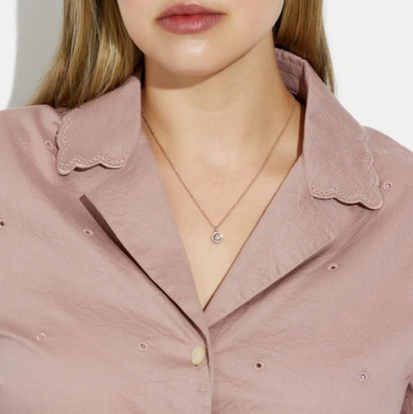 COACH Pave Halo Necklace in Gold NWT $125