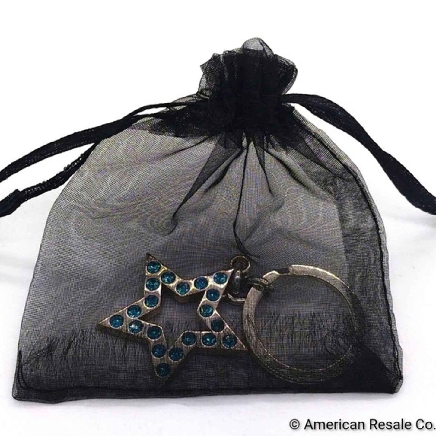 COACH Vintage Star Keychain Fob Purse Charm with Blue Swarovski Crystals #F92662