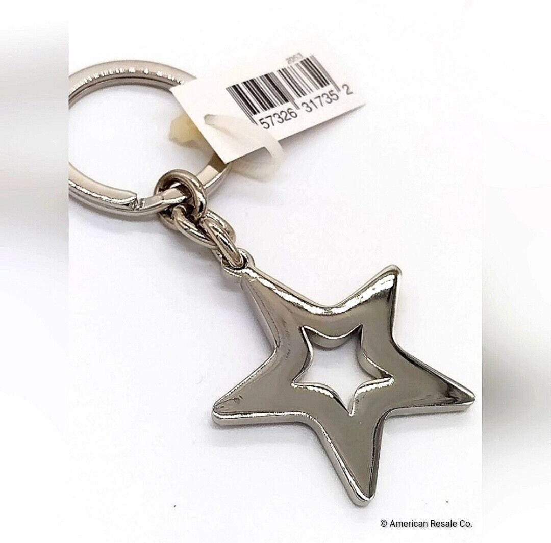 Rare NWT COACH Sky Blue Star Enamel Key Fob Charm Keychain #7358