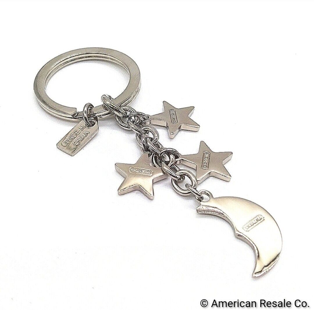 JUST IN-Vintage COACH Moon and Stars Pave Swarovski Crystal Keychain Purse Charm