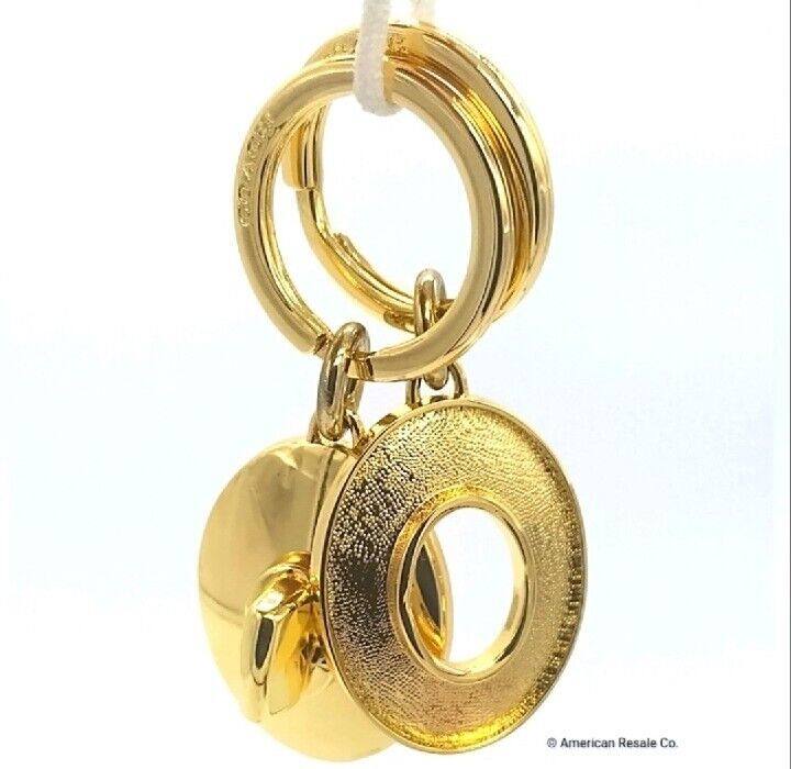 Rare Gorgeous COACH Gold Dual Detachable Key Fob Keychain Purse Charm $88