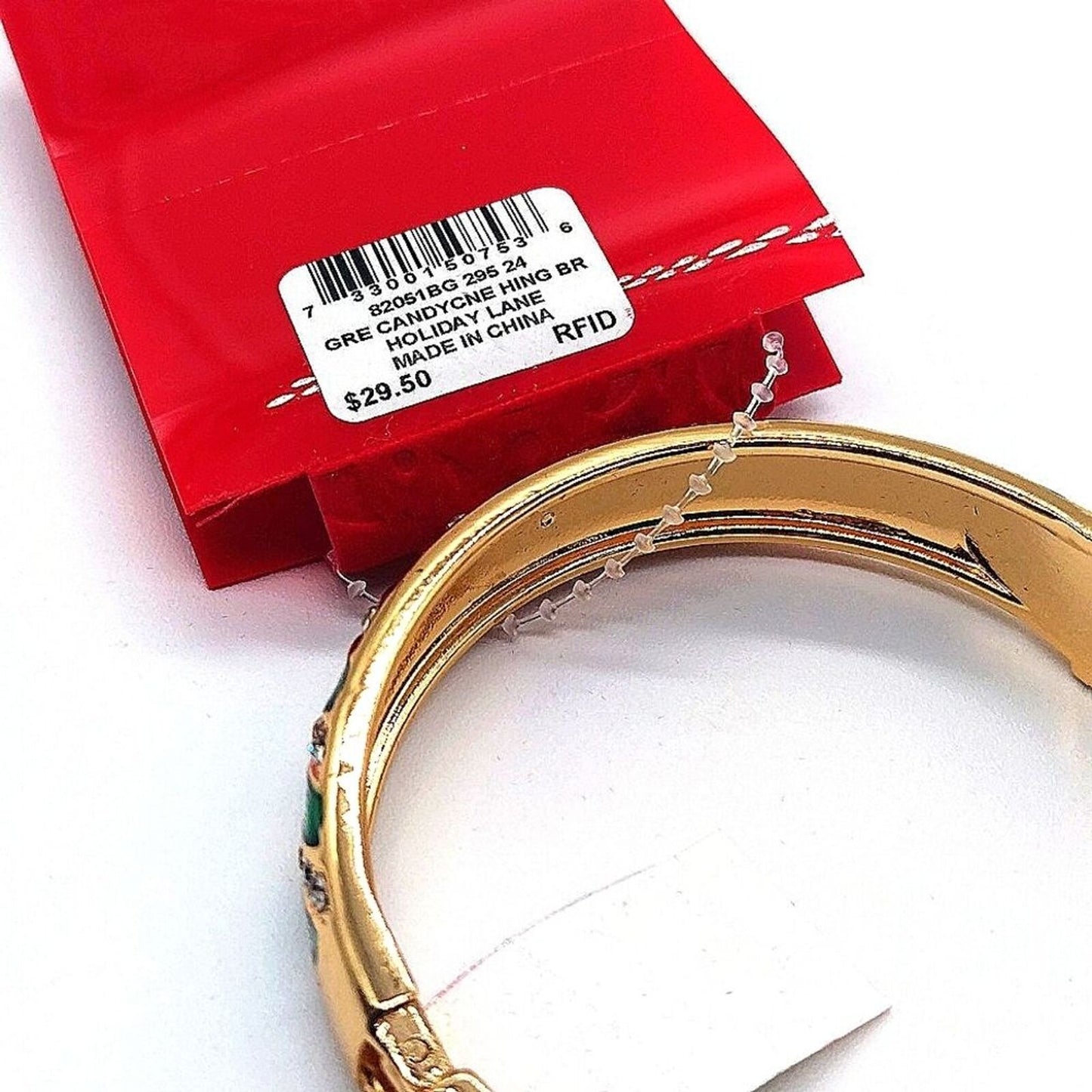 50% off! MACY'S Holiday Lane Pave Green Gold Cubic Zirconia CZ Bangle Bracelet