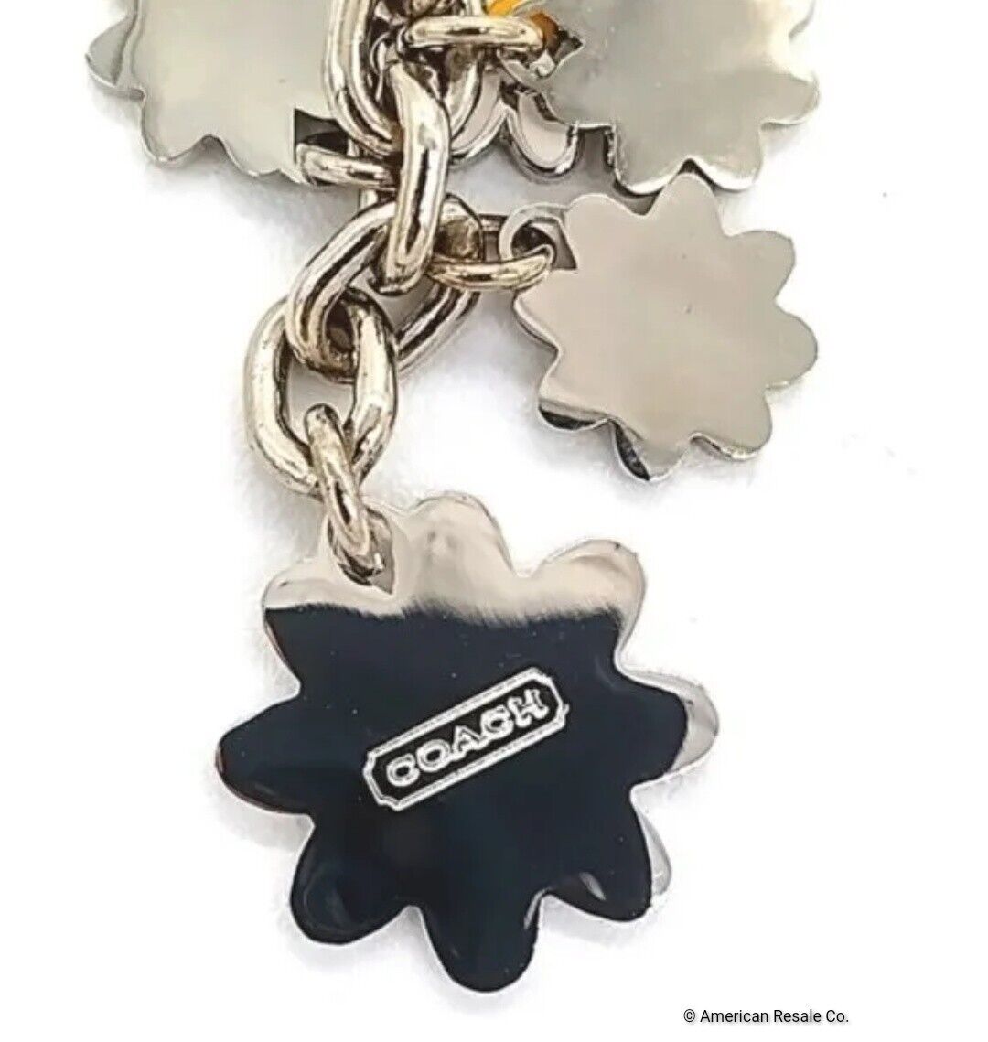 50% off! Rare COACH Enamel Multi Daisy Flower Keychain Fob Purse Charm-Vintage!