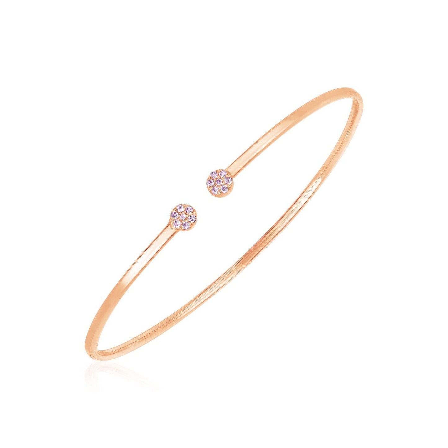 14k Rose Gold High Polish Diamond Cluster Bangle (2mm)