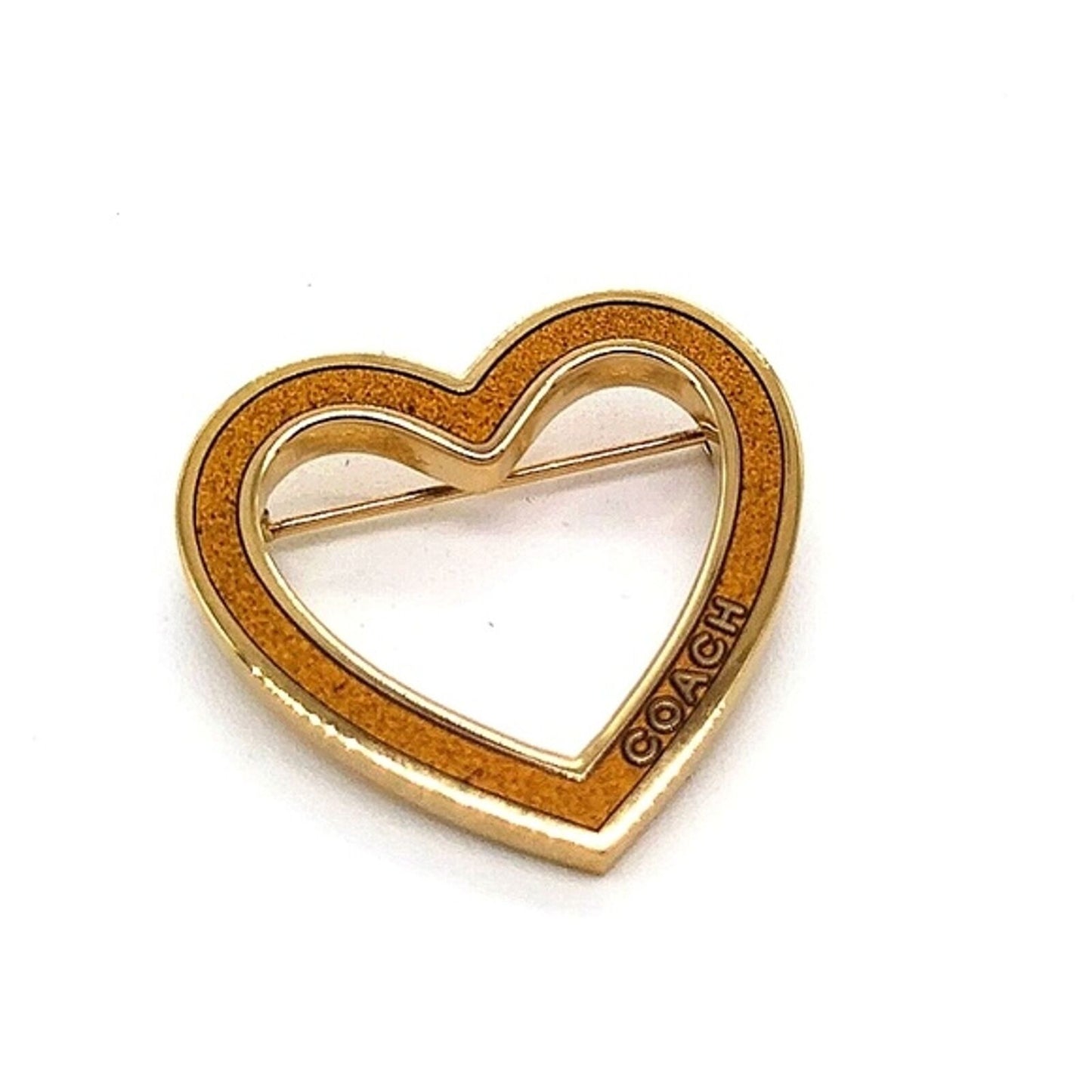 COACH Vintage Crushed Gold Heart Pin Brooch in Gold Tone-Purse Backpack Charm