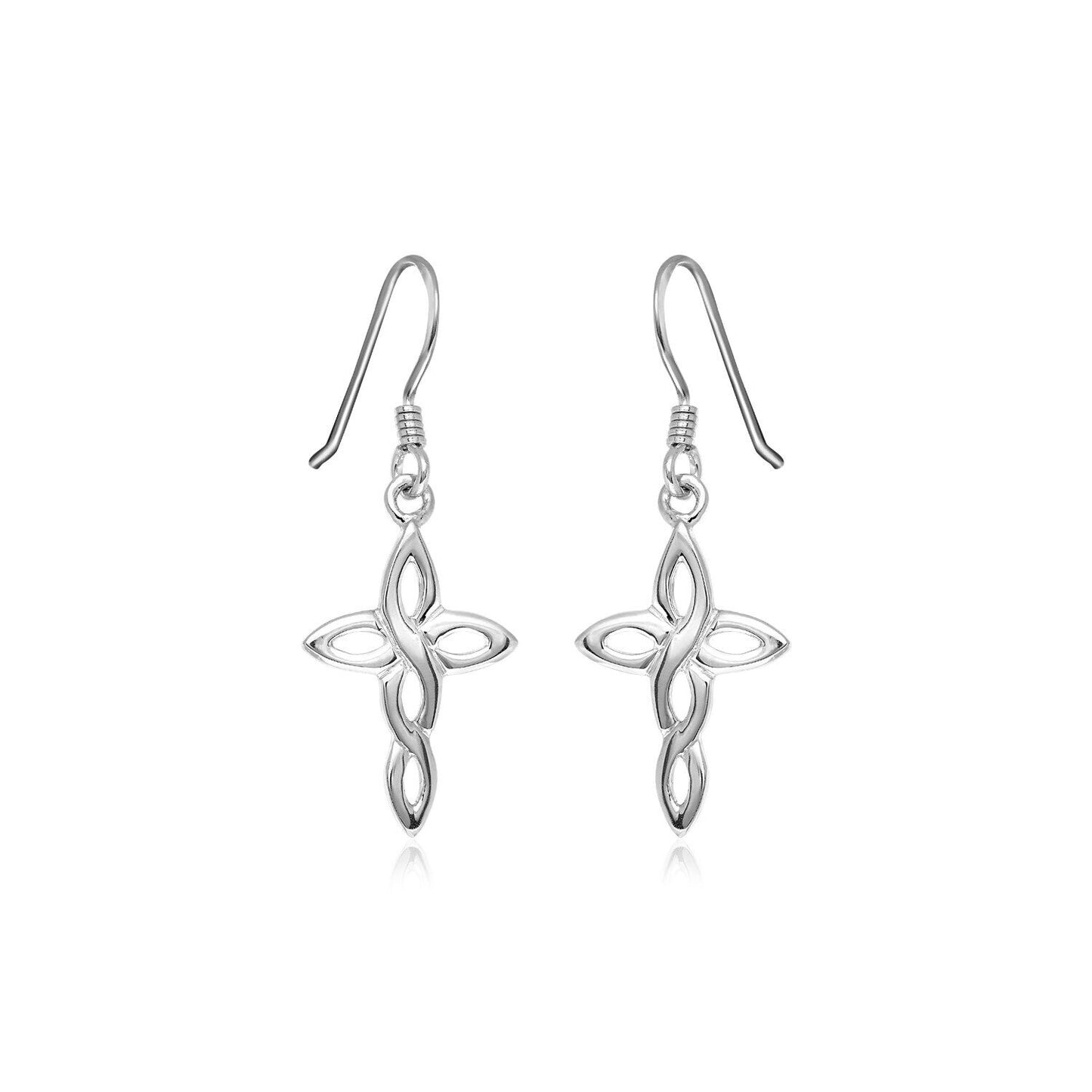 Sterling Silver Polished Knot Style Cross Earrings