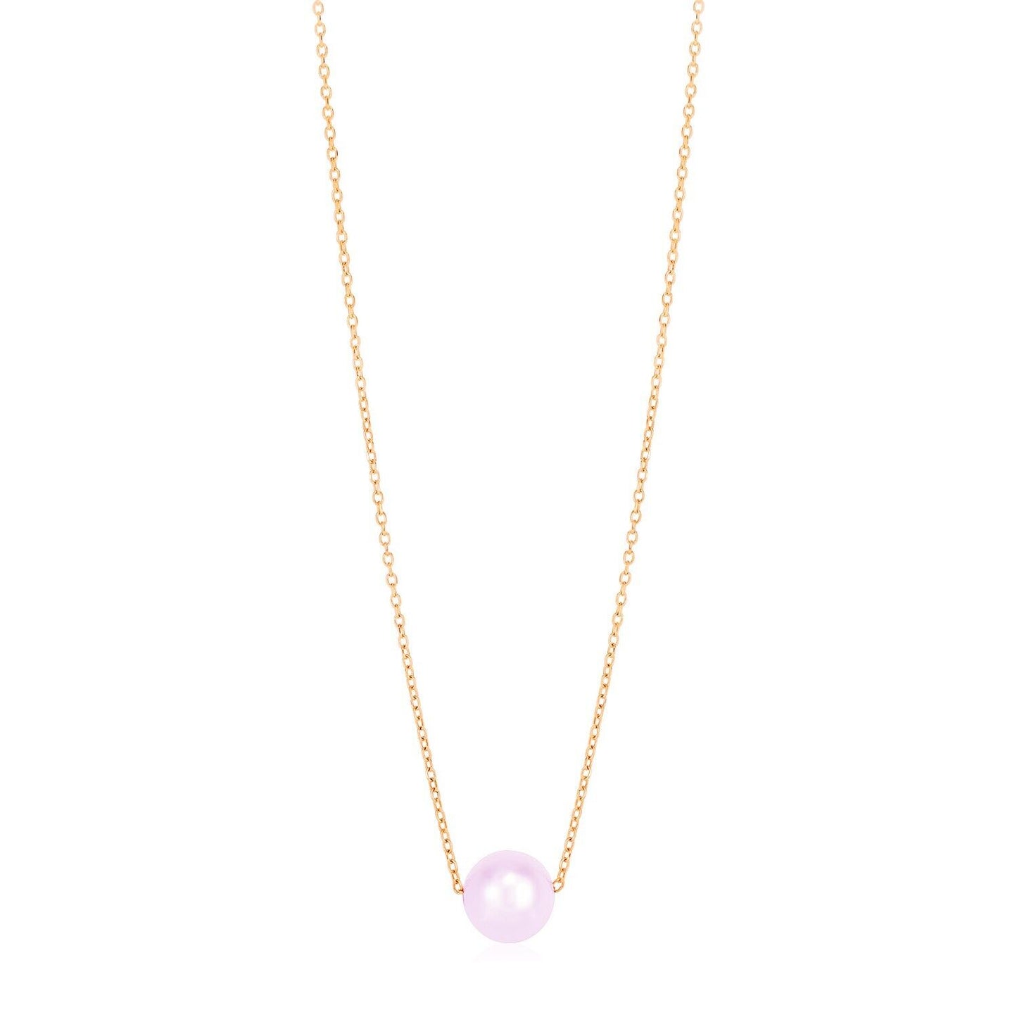 14k Rose Gold Pearl Solitaire Necklace