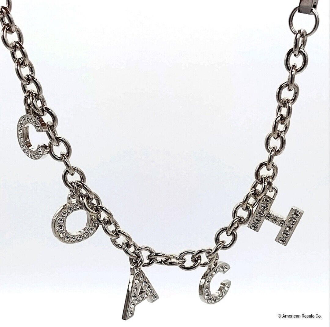 RARE COACH 8" Pave Swarovski Crystal Bracelet Lanyard Purse Charm Keychain Fob