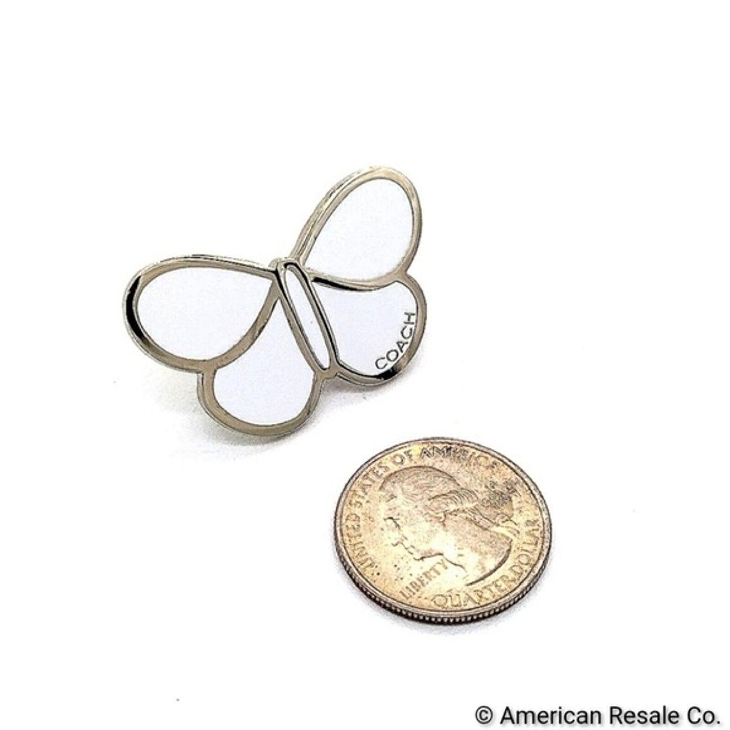 Vintage COACH White Enamel Butterfly Lapel Pin Brooch Purse Backpack Pin Charm