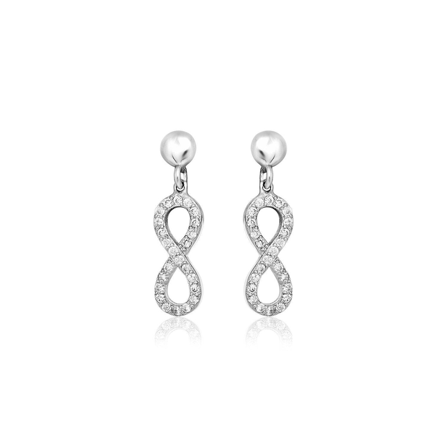 Sterling Silver Infinity Symbol Earrings with Cubic Zirconias