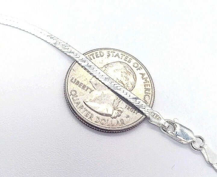 ITALY 3MM Chain Necklace 18" 925 Sterling Silver Herringbone Bracelet 7"8"