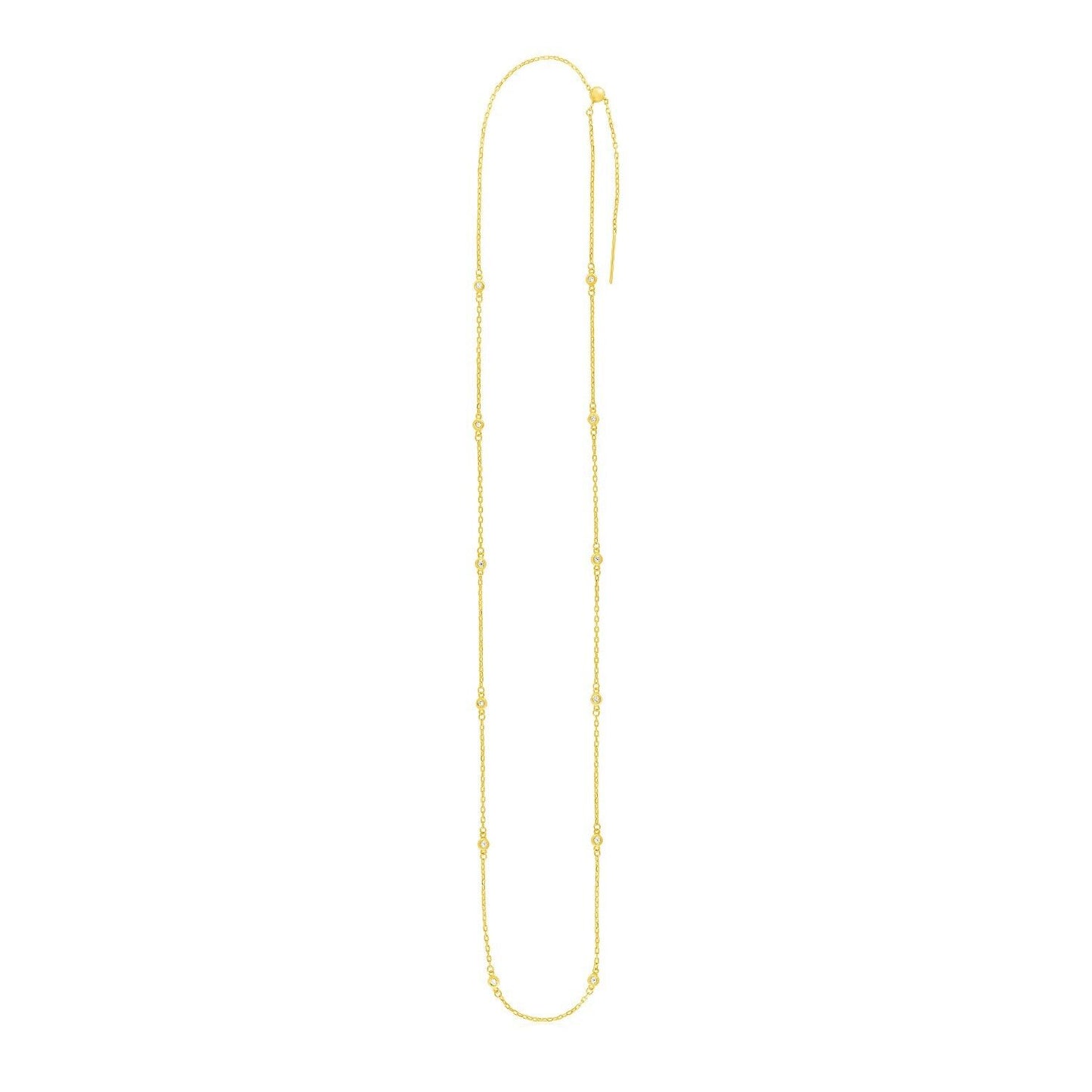 Endless Adjustable Diamond Pendant Chain in 14k Yellow Gold (3.0mm)